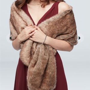 David’s Bridal pull through faux-fur wrap